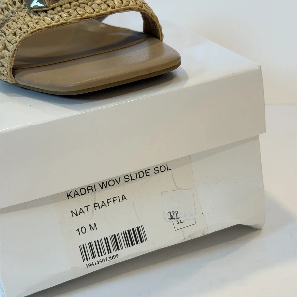 I.N.C International Concepts Size-10 M Women Kadrif Raffia Slide Sandals Natural